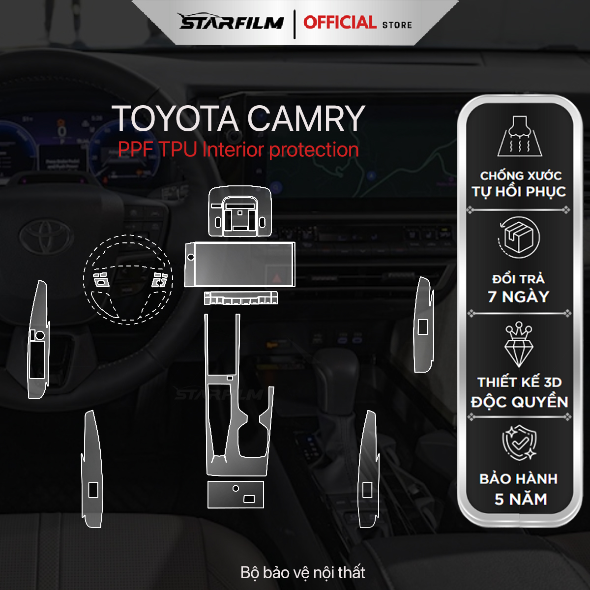 TOYOTA CAMRY 2025 (NEW) PPF TPU chống xước tự hồi phục STARFILM